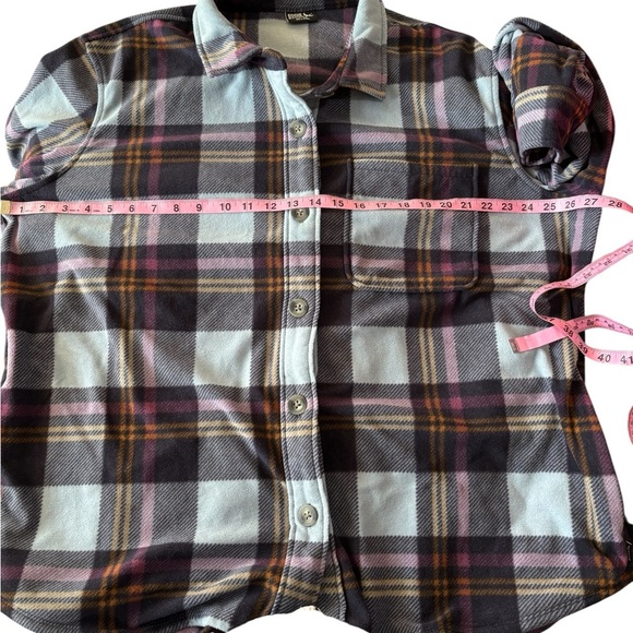 Eddie Bauer Women’s XXL Microfleece Button Up Shirt Shacket Plaid Cabincore EUC - Picture 7 of 10